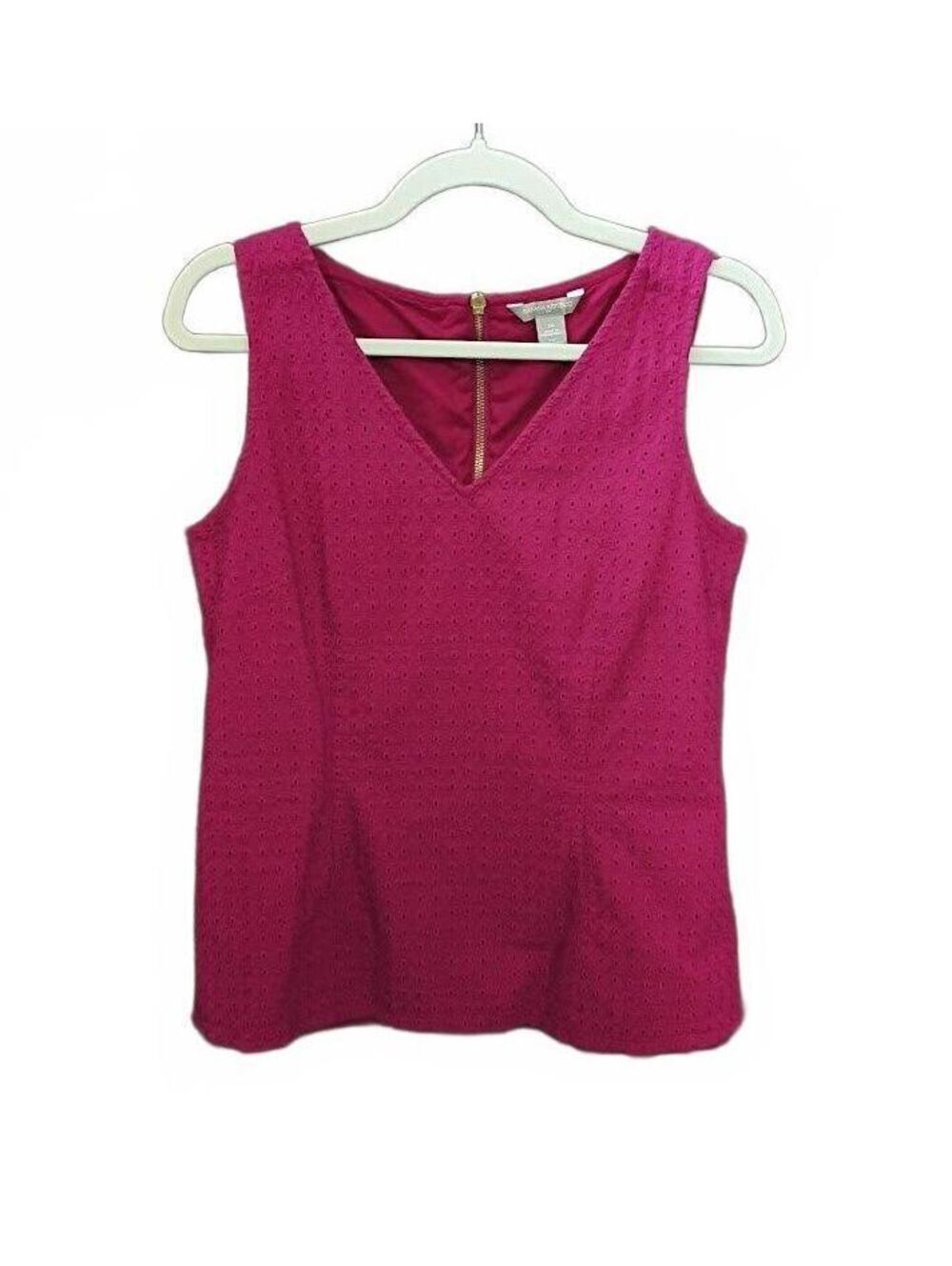 Banana Republic Sleeveless Magenta Eyelet Top Size 10